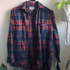Madewell Red and Blue Plaid Flannel, XS Oversized